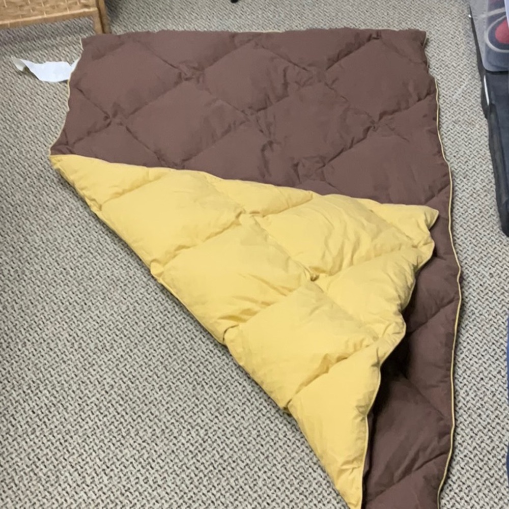 Reversible Brown and Yellow Quilted Throw Blanket